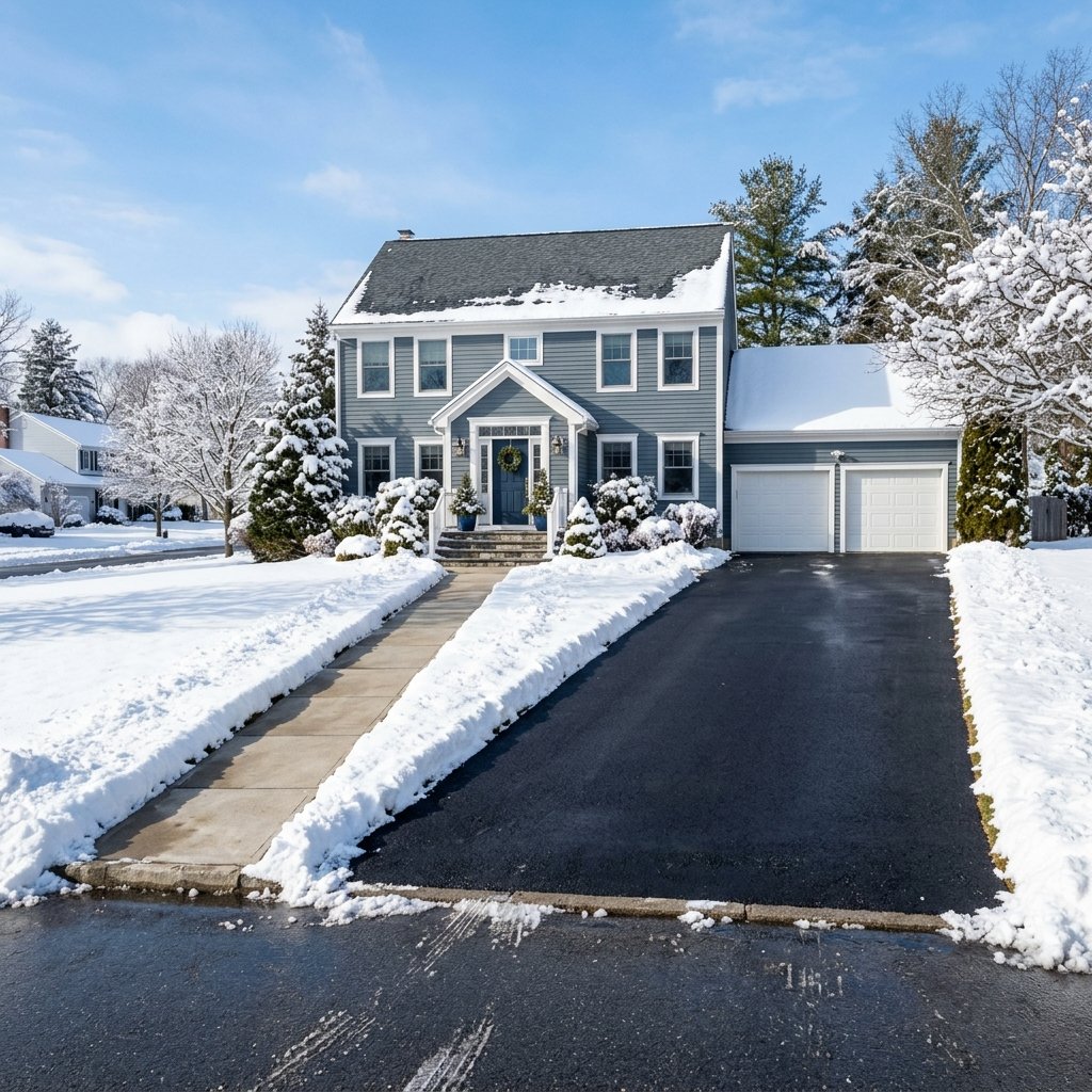 Driveway and walkways cleared of winter snow